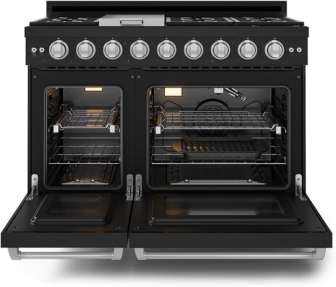Gordon Ramsay by THOR Kitchen 48 Inch Professional Liquid Propane Range with Tilt Panel Touch Control in Black/Stainless Steel