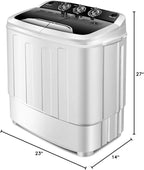 Giantex Portable Compact 13 Lbs Mini Twin Tub Washing Machine Washer Spin Dryer (Black&White)