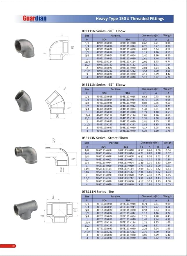 2" 316 Stainless Steel 150# Threaded 90 Degree Elbow Pipe Fitting