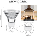 6W LED GU10 Range Hood Light Bulbs, LED Stove Appliance Light Bulb, Kitchen Light Replacement, 50W Halogen Light Bulb Equivalent, Warm White 3000K, 550 Lm, Waterproof IP65, Dimmable, 2 Pack