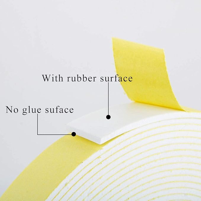 Foam Strips with Adhesive, High Density Insulation Tape, Weather Stripping for Plumbing, Cooling, Pipes, Sealing, Air Conditioning, HVAC, Sliding Door, Craft Tape (White, 66Ft x 1/8” x 1”)