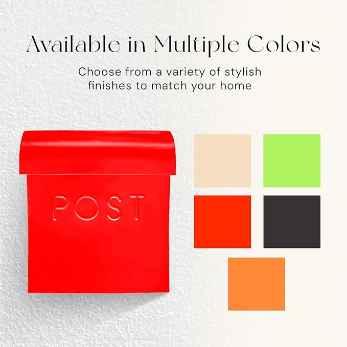 NACH Wall Mount Mailboxes for Outside, 11x4.5x12.5 in Red Mail Boxes for House Outside, Waterproof Mailbox - Vicki-Style Mail Box