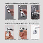 Faucet Aerator Faucet Sprayer Attachment, Kitchen Faucet Head Replacement with 4 Spray Modes, 360° Swivel Faucet Extender Anti-Splash Sink Sprayer Faucet Nozzle Head (Smooth, Silver)