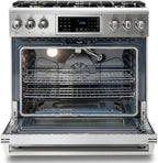 THOR Kitchen 36-Inch Gas Range with Tilt Panel and Self-Cleaning Oven in Stainless Steel - Model TRG3601