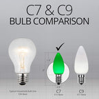 Wintergreen Lighting OptiCore C7 LED Christmas Light Bulbs - 25 Pack Heavy Duty Premium Outdoor Christmas Lights, E12 Base (Green Smooth)