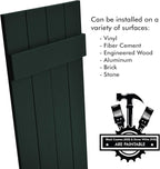 Board & Batten Vinyl Shutters (1 Pair) | 14.5"x75" (4-Board) - Heathered Spruce | Exterior Window Shutters | Includes Mounting Hardware | Simple Installation | Made in USA
