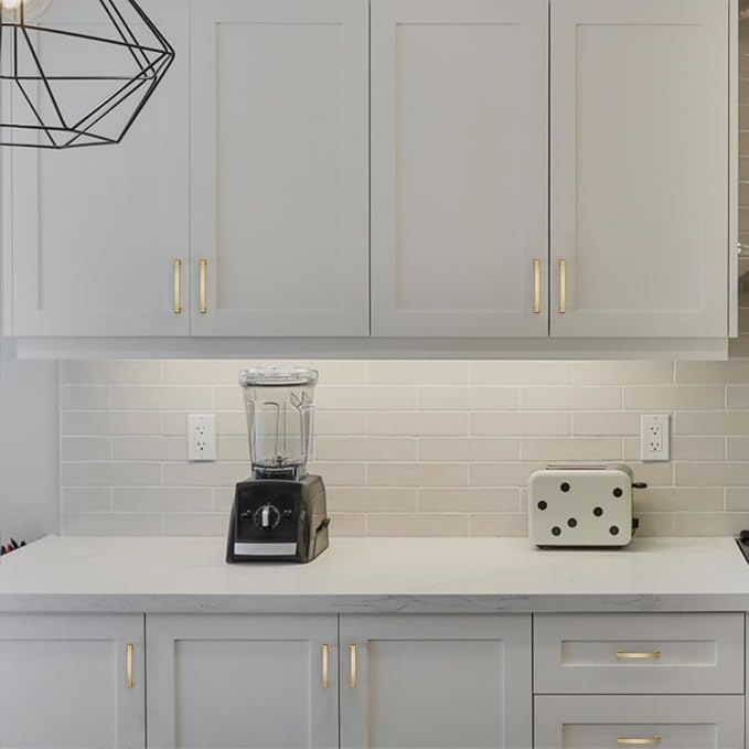 Asidrama 10 Pack 5 Inch(128mm) Brushed Gold Kitchen Cabinet Handles, Cabinet Pulls Kitchen Cabinet Hardware for Cupboard Drawer Pulls