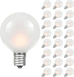 Novelty Lights 25 Pack G40 Frosted White Outdoor Globe Bulbs, Light Bulbs Glass Incandescent Bulbs with 3000 Hour Lifespan, Globe String Lights Replacement Bulbs