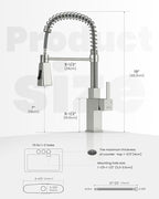APPASO Square Kitchen Faucets with Pull Down Sprayer, 3 Modes SUS304 Stainless Steel Faucet for Kitchen Sink, Single Handle Kitchen Sink Faucet, Brushed Nickel