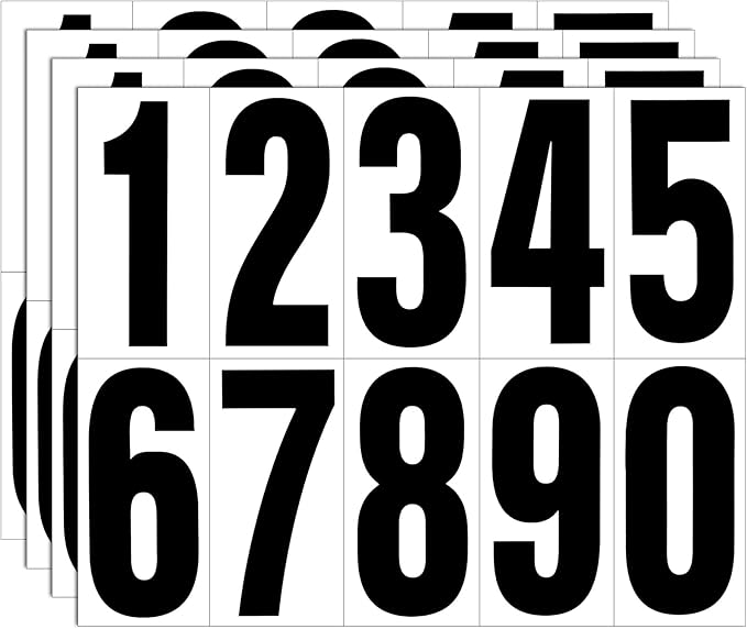 Reflective Number Stickers, 4 Sets 4 Inch Vinyl Waterproof Black Mailbox Numbers for Outside, Strong Self-Adhesive House Numbers Decals for Mailbox Door Signs Trucks