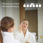 Brushed Nickel Vanity Light for Large Mirror, 6 Light Bathroom Lighting Fixtures Over Mirror with Milky White Frosted Glass Shades, 38 inch Bathroom Light for Mirrors, E26 Socket