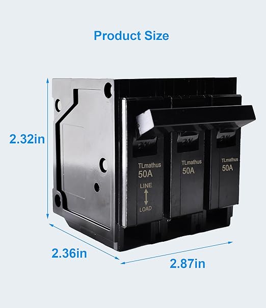 Q350 50-Amp Three Pole Type QP Circuit Breaker Plug-in Mount Standard MCB Thermal Magnetic Protection, 10KA 120/240V, Compatible with Siemens PL and ES Series Load Centers(3P 50A)