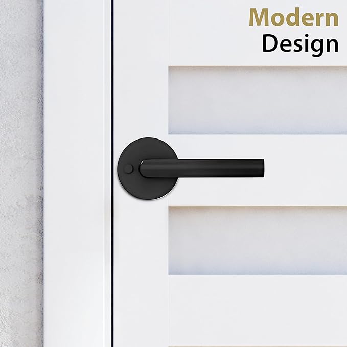 Mega Handles Ronn Privacy Lever & Lock Door Handle Set for Hallway, Closet and Bathroom, Keyless Lock, Heavy Duty Door Levers, Fits All Standard Door Sizes, Screws Included - Charcoal (1 Pack)