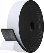 Weather Stripping Door Seal Strip- 2 Inch X 1/4 Inch X 16Feet, Strong Adhesive, Lightproof, Soundproof, Weatherproof Foam Tape Insulation for Sliding Door, Front Door Frame, Windows- Black