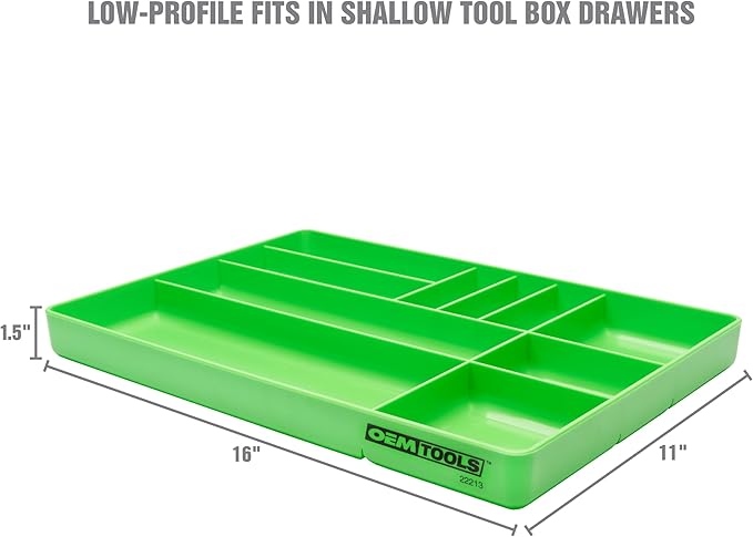 OEMTOOLS 22213 Tool Box Organizer Tray – 10-Compartment Tool Chest Organizer for Parts, Bolts, and Small Tools – Stackable Drawer Tray Design