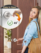 Mengico 1 Pack Satin Nickel Privacy Door Lever, Modern Interior Door Knobs Locks for Bedroom and Bathroom, Heavy Duty Door Handle, Reversible Wave Lever Handle