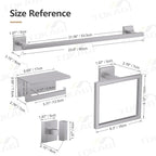 TQKAG 5-Pieces Brushed Nickel Bathroom Hardware Accessories Set 23.6" SUS304 Stainless Steel Towel Bar Set Wall Mounted Square Toilet Paper Holder with Shelf