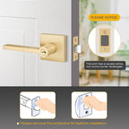 EHOMEWARE 8 Pack Gold Door Handle - Keyed Different, Entry Door Lock with Keys for Living Room or Bedroom, Satin Brass Interior Door Knob with Keys