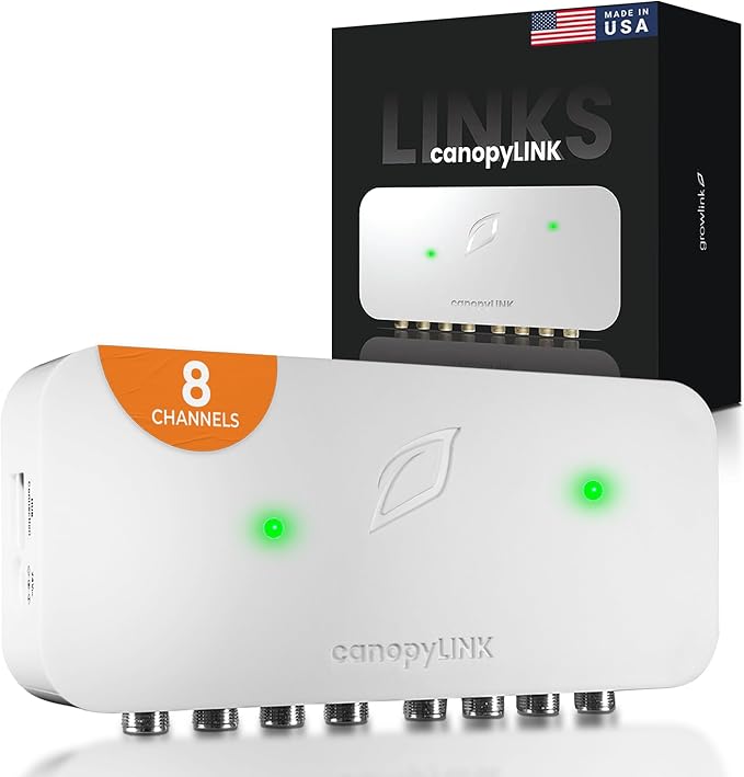 canopyLINK Sensor Hub – Connects Up to 8 Substrate or Climate Sensors – Compatible with CO2, Moisture, Light, and More – Smart Monitor for VWC, Conductivity, Temperature, RH, VPD