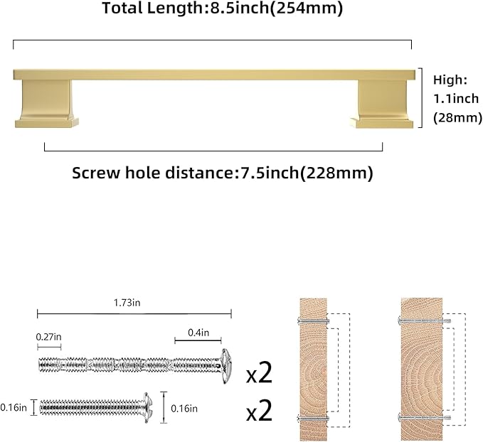 COTYKILEY 10 Pack 9 Inch(228mm) Brushed Gold Cabinet Handles Gold Kitchen Cabinet Pulls Cabinet Door Handles Kitchen Cabinet Hardware
