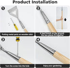 Berry&Bird Dutch Hoe, Stainless Steel Head with Wooden Handle Weeder, Women Heavy Duty Garden Tool for Weeding and Cultivating