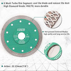 Diamond Porcelain Saw Blade, 5"/125MM Super Thin Dry Wet Cutting Disc with X Teeth Turbo Mesh Rim,for Ceramic Tile Porcelain Granite Marbles