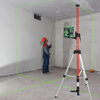 Laser Level Pole with Tripod, Telescoping Tripod, 12 Ft./3.7M with 1/4-Inch by 20-Inch Lasers' Mount for Rotary and Line Lasers' Level, 5/8"-11 Adapter Nut Included, Red
