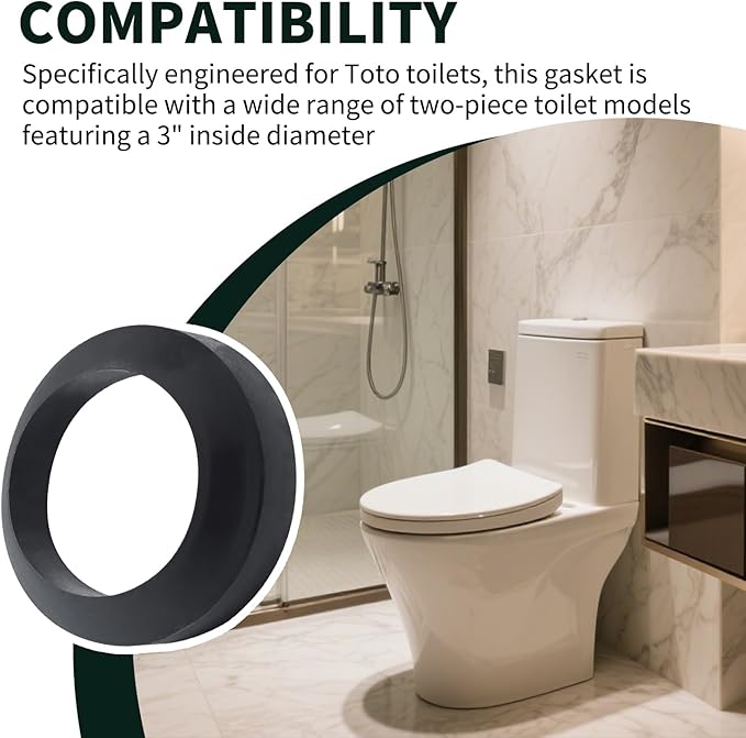 9BU024E Tank to Bowl Gasket Fit for TotoDrake Toilets, Compatible with Most 3" Two-Piece Models, Toilet Tank Gasket Replacement Gasket for Toto ToiletPart, 1 Pc