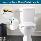 Hygie Rinse Metal Toilet Handle Lever Flush Replacement, Universal Front Mount Toilet Handle with Stainless Steel Flapper Chains, Toilet Repair Kit, Shiny Gold
