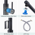 CREA Black Kitchen Faucet with Pull Down Sprayer - Bar Sink Faucets Single Hole/Handle - Modern Stainless Steel Small Kitchen Faucet for Mini Sink RV Outdoor Utility Laundry Faucet