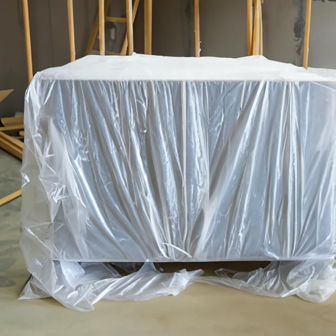 PAD ‘N PROTECT Flame Retardant/Fire Rated 4 Mil Plastic Sheeting 12' x 100', Anti-Static, Greenhouse Plastic, Durable Plastic Sheeting, Passed NFPA 701 Test 1&2 (Printed on The Sheet)(4 Mil)