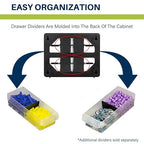 Akro-Mils 16-Drawer Plastic Drawer Storage Cabinet for Garage Organization, Beads, Makeup Organizer, Building Bricks Storage, Teacher Toolbox, 10-1/2-Inch W x 6-1/2-Inch D x 8-1/2-Inch H, 10116 Black