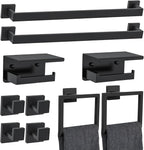 10 Pieces Black Towel Bar Set Bathroom Hardware Accessories Set Upgraded Toilet Paper Holder with Shelf Towel Holder Set for Bathroom Stainless Steel Wall Mounted 23.6in