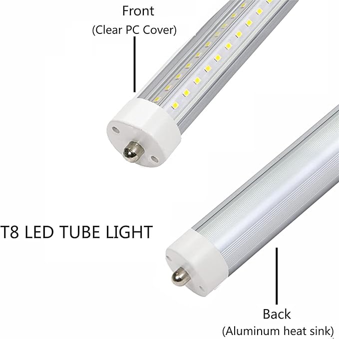 4ft T8 LED Tube Lights,36W 3600lm,White 6500K,Single Pin FA8,45.8 inches End to End,F48T12 CW 4ft LED Tube Replacemen,Ballast Bypass,Double End Power for Shop,Sign,Warehouse,Pack of 10