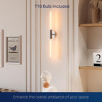 FLSNT Polished Nickel 2-Light Wall Sconce with Clear T30 Edison LED Bulbs, Dimmable E26 Standing Lamp, 2700K Soft White, 90CRI, 350LM, Industrial Wall Light for Living Room, Bedroom, Office