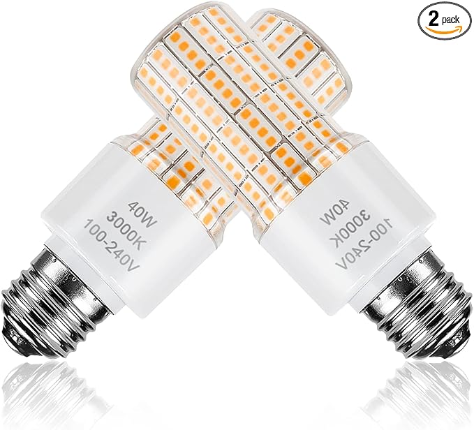 40W Led Corn Light Bulb(300W Equivalent) 5000lm 3000K Warm White E26/E27 Base Ceiling Fan Led Light Bulbs for Garage Backyard Warehouse Indoor Outdoor Led Corn Bulb