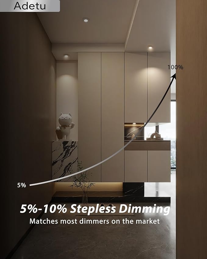 Adetu 2 Inch 5CCT Gimbal Led Recessed Lighting with Junction Box, 360°+90° Adjustable Recessed Can Lights, 2700K/3000K/3500K/4000K/5000K Selectable, 5W Eqv 50W, 550LM Brightness - ETL (White,6 Pack)