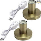 Tuanse 2 Pcs Polished Metal Desktop Lamp Base E26 E27 Screw Light Bulb Holder Sockets Night Light Base Lamp Replacement for Holding Bulb 6 Feet Cord on Off Switch Plug(Bronze,Aluminum)