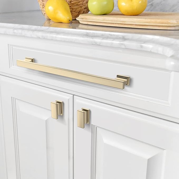 Asidrama 6 Pack 10 Inch(254mm) Brushed Brass Kitchen Cabinet Handles, Cabinet Pulls Kitchen Cabinet Hardware for Cupboard Drawer Pulls