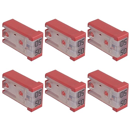 50A 32V Mini Slotted Automotive MCASE Shaped Cartridge Fuse Kit(Pack of 6pcs,50A)
