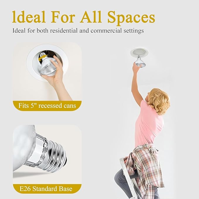 120V 75W Par30 Halogen Flood Light Bulbs,Short Neck Bulb,75W Equivalent 2700K Warm White Dimmable High Brightness, Great for Accent Lighting, Tracking Light, Recessed Light Bulb（6Pack