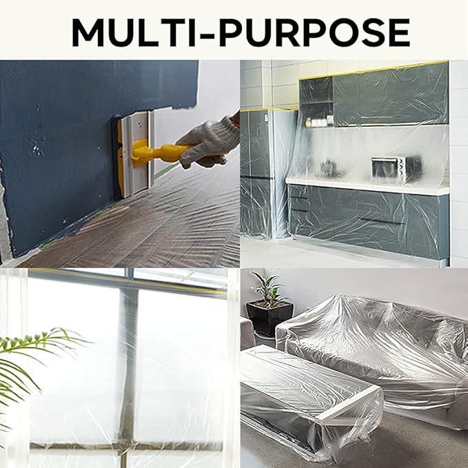 30 Pieces Plastic Drop Sheets for Painting, Waterproof and Dust-Proof Clear Cloth for Furniture Cover, 9x12 Feet Tarps