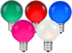 Novelty Lights Incandescent G50 Globe Replacement Bulbs - Outdoor Individual Bulbs for Events, Holiday Parties, Patios, and More - E17/C9 Intermediate Base, 7 Watt Lights (Multi, 25 Pack)