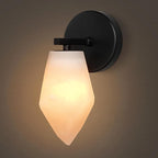 Alabaster Wall Sconce, Spanish Marble Wall Light, Modern Wall Sconce for Bathroom, Hardwired Wall Lighting for Living Room, Wall Lamp for Bedroom Hallway Stairs, Black