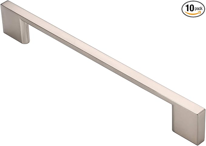Alzassbg 10 Pack Brushed Satin Nickel Cabinet Pulls, 6.3 Inch(160mm) Hole Centers Rectangle Cabinet Handles Kitchen Pulls for Drawers and Cabinets AL3051SN