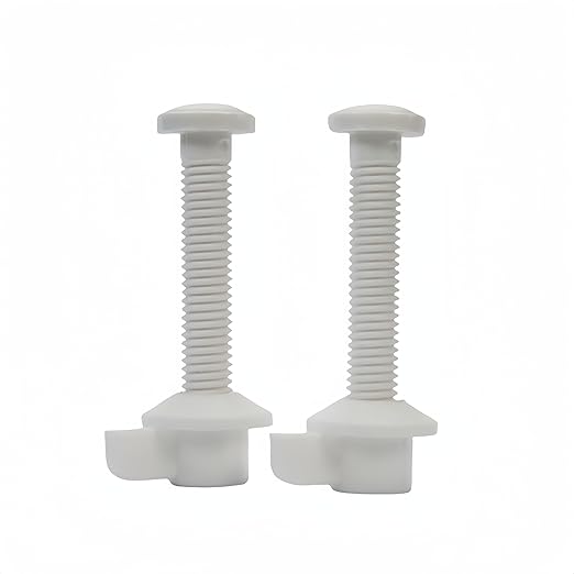 Universal White Plastic Toilet Seat Hinge Screws, Toilet Hinges Replacement Kit for Top Mount Toilet Seats, Durable and Corrosion-Resistant Hinges Tighten Fittings, Easy Installation.(MFL12)