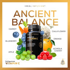 Ideal Infusion Raw Whole Food Vitamin C Complex: Natural Vitamin C Extracted from Organic Oranges and Acerola Cherries with Food Based Bioflavanoids (60 Servings) No Synthetic Ascorbic Acid