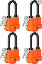 HOX 4-Pack Weather Resistant Padlocks – 40mm Laminated Steel, Chrome Plated with 2-inch Shackle, Vinyl Wrapped, Hardened Steel for Extra Security