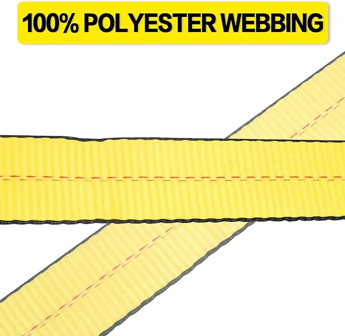 Flat Hook Ratchet Straps-Tie Down Straps Heavy Duty-2 Inch x 27 Feet-Weather Resistant Strap -3,333 Pound Working Load Limit-for Flatbed, Truck, Trailers Pickup(2 Pack) Yellow