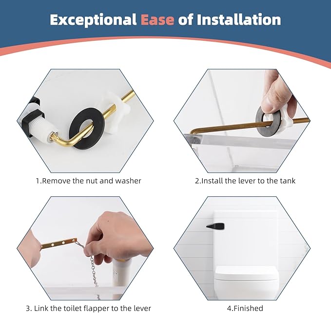 iFealClear 2 Pack Universal Toilet Handle Lever Flush Replacement, Front Mount Toilet Trip Lever Compatible with American Standard, Stainless Steel Flapper Chain, Solid Brass, Matte Black